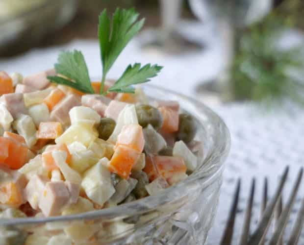 Traditional russian salad Olivie