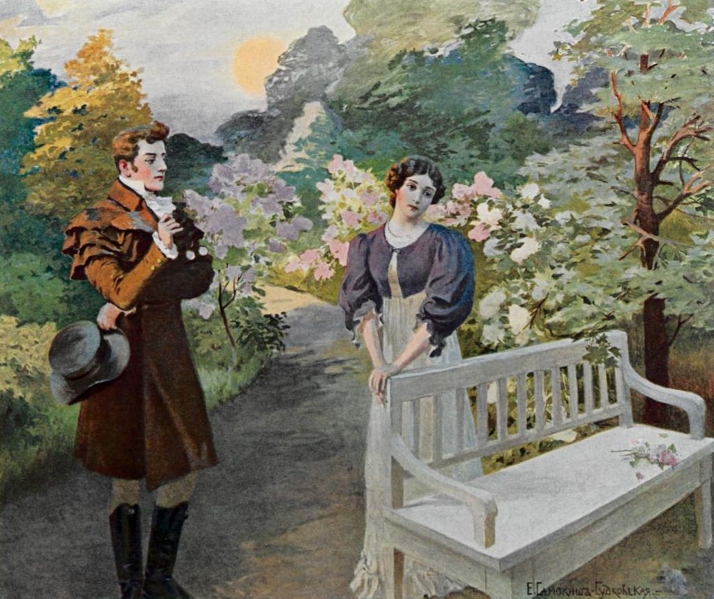 Illustration of Onegin and Tatyana